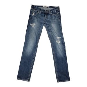 Hollister Women's Blue Distressed Straight Leg Jeans